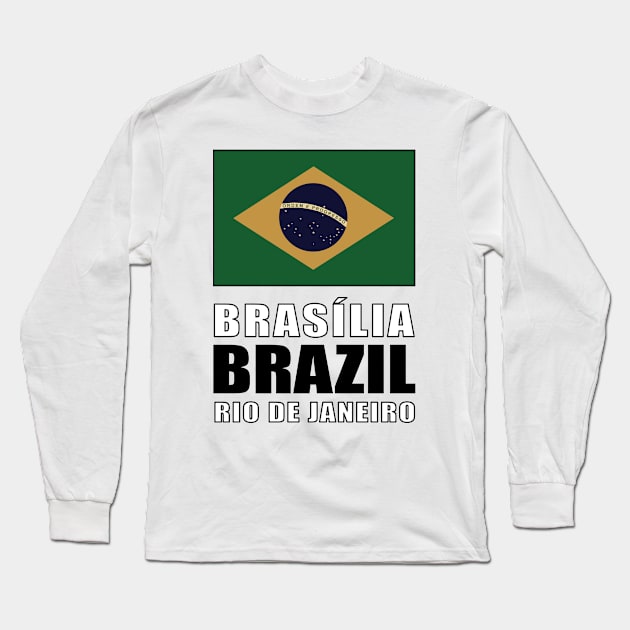 Flag of Brazil Long Sleeve T-Shirt by KewaleeTee